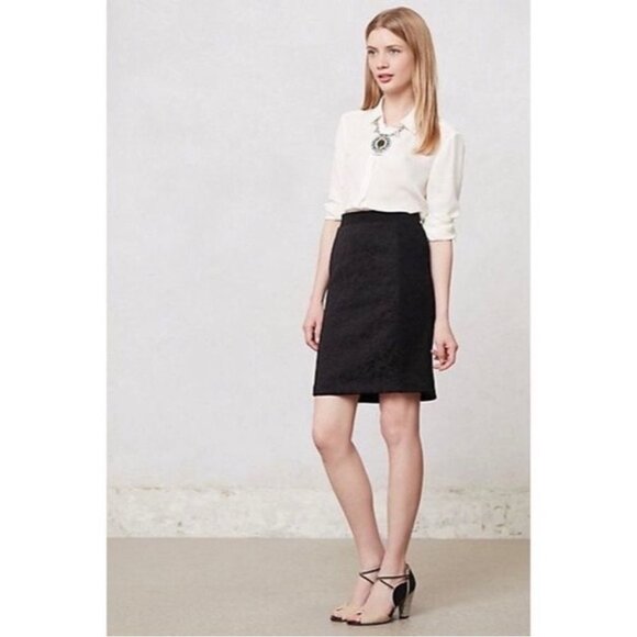 Anthropologie Moulinette Soeurs  Black Pencil Skirt Size 4 - Picture 1 of 13